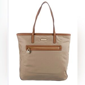 Michael Kors Kempton Purse Brown Nylon & Faux Leather Trim  Shoulder Bag Tote